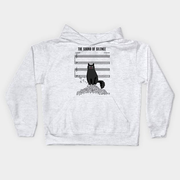 The Sound Of Silence Music And Cats Lover Kids Hoodie by RosanneCharles